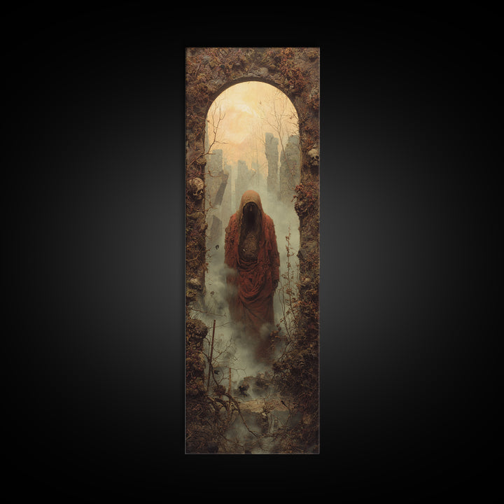 The Ash-Covered Oracle, Surreal Apocalyptic Art, Tall Narrow Wall Art, Gothic Horror Wall Art, Canvas Print, Halloween Wall Art