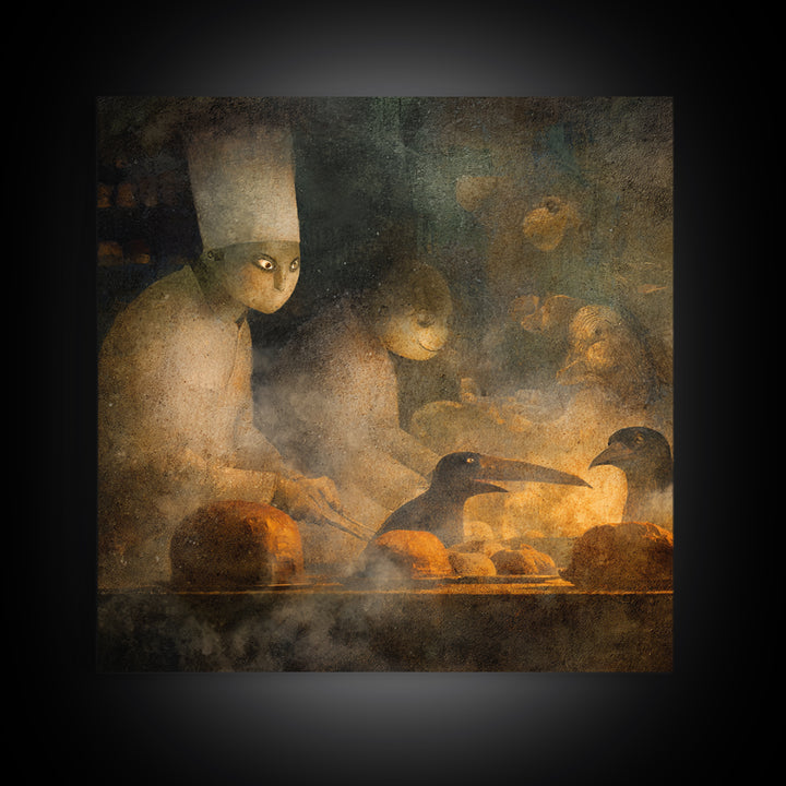 The Ghost Bakery, Symbolist Dream Art, Square Wall Art, Gothic Horror Wall Art, Canvas Print, Halloween Wall Art, Seasonal Home Decor