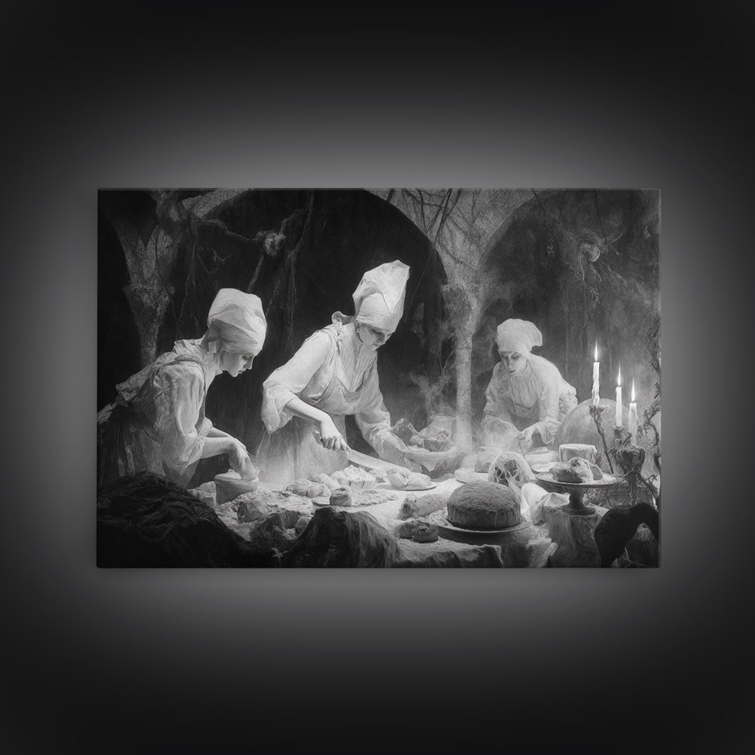 The Ghost Bakery, Symbolist Gothic Landscape, Landscape Wall Art, Gothic Horror Wall Art, Canvas Print, Halloween Wall Art