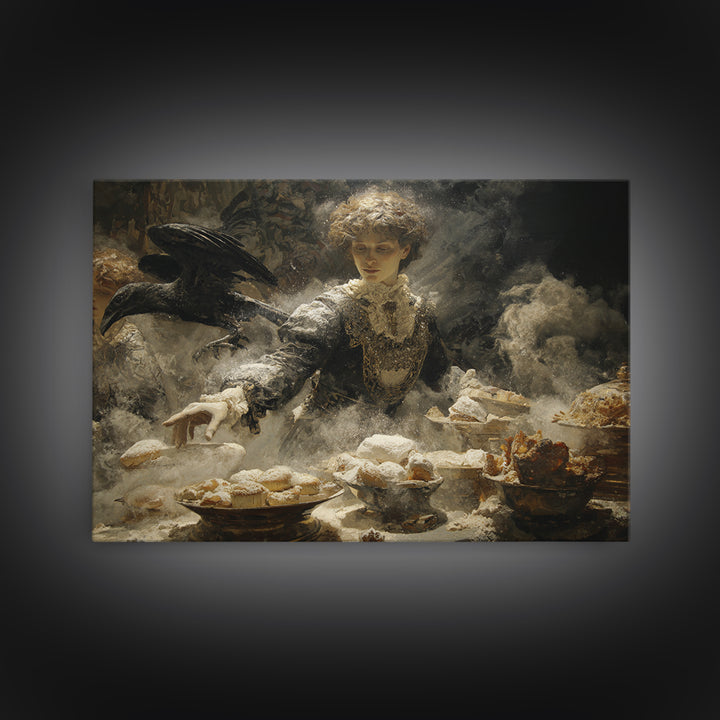 The Ghost Bakery, Ornate Symbolist Art, Landscape Wall Art, Gothic Horror Wall Art, Canvas Print, Halloween Wall Art
