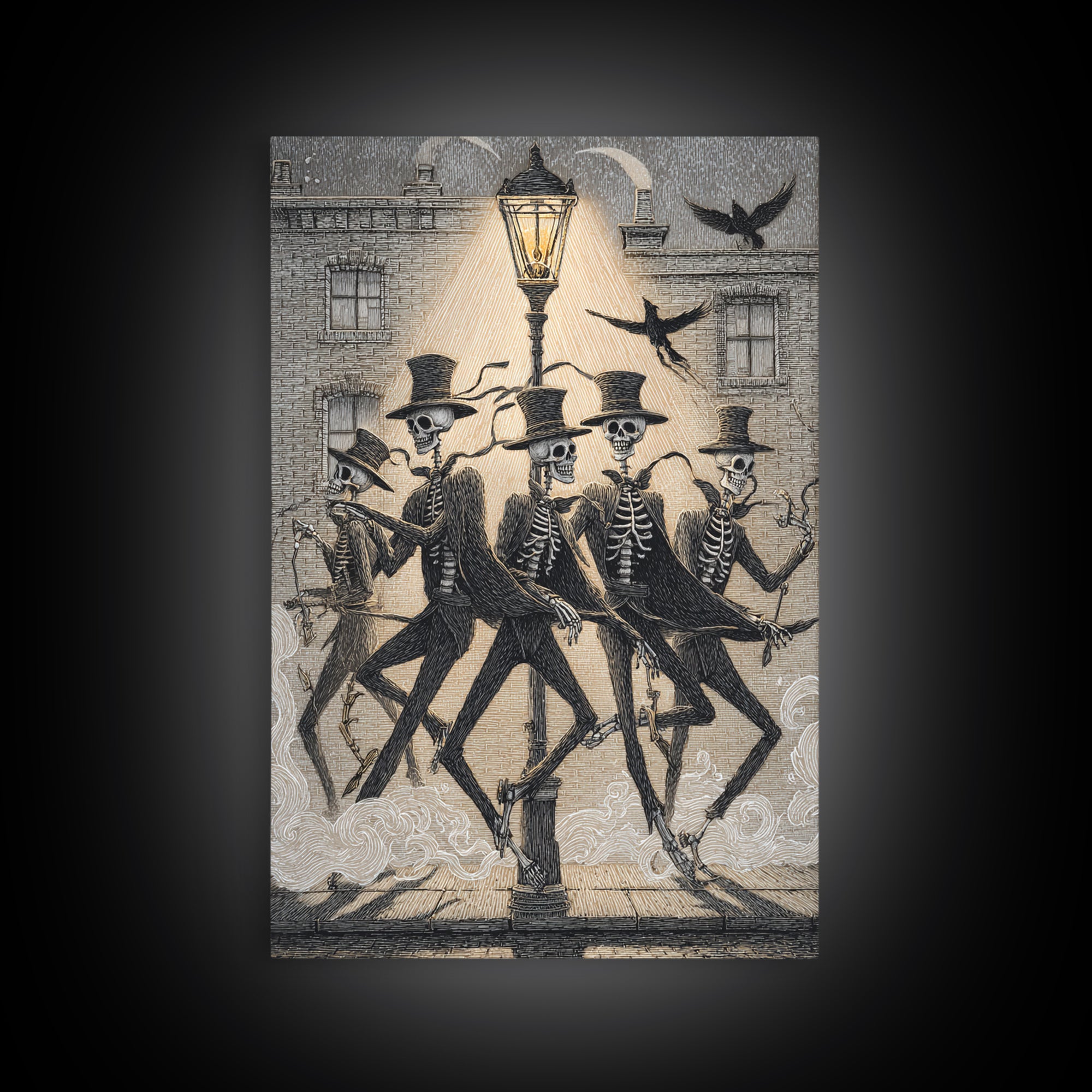 The Skeleton Barbershop Quartet, Victorian Macabre Art, Vertical Wall Art, Macabre Wall Art, Framed Canvas Print, Halloween Wall Art