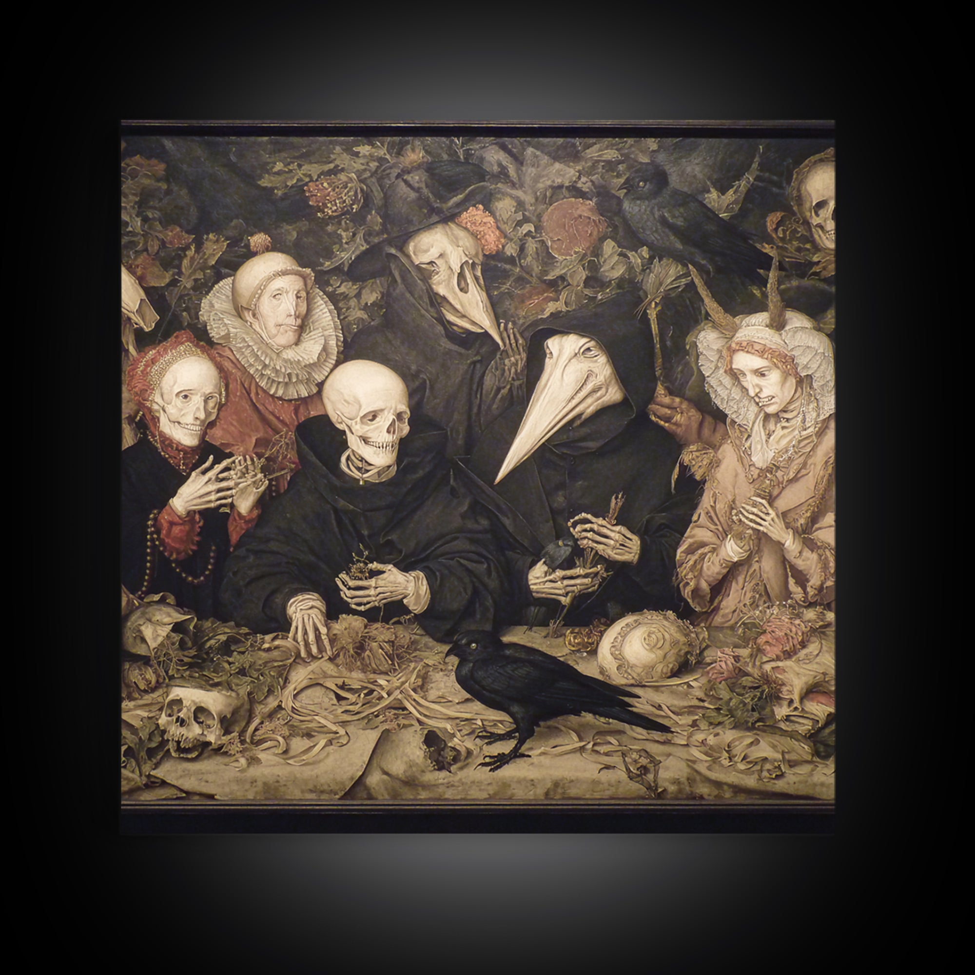 The Monster Family Portrait, Danse Macabre Art, Square Wall Art, Macabre Wall Art, Framed Canvas Print