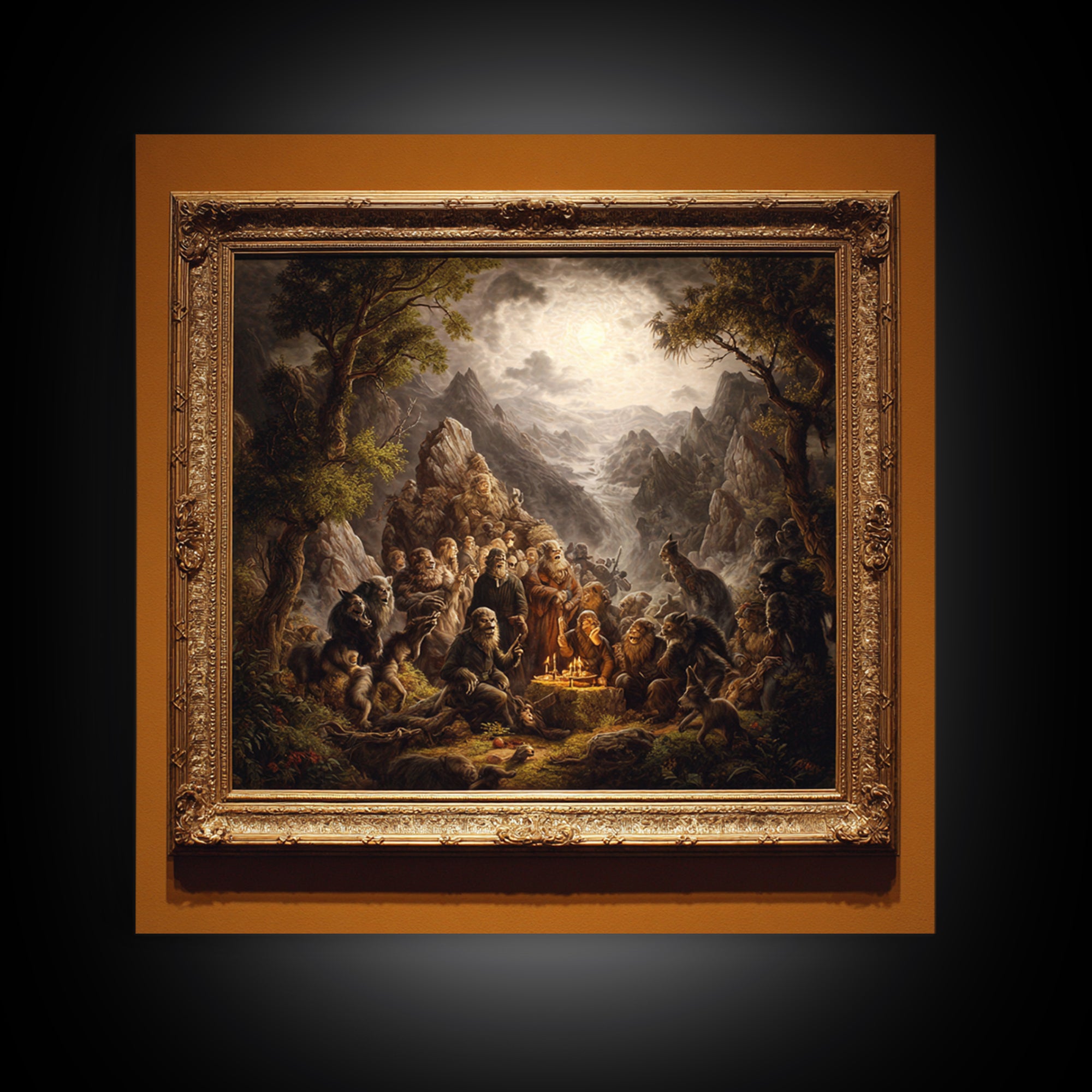 The Monster Family Portrait, Baroque Witchcraft Art, Square Wall Art, Gothic Horror Wall Art, Canvas Print, Halloween Wall Art
