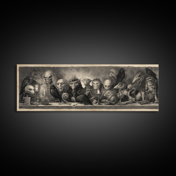 The Monster Family Portrait, Expressionist Nightmare Art, Extra Wide Wall Art, Dark Fantasy Wall Art, Framed Canvas Print