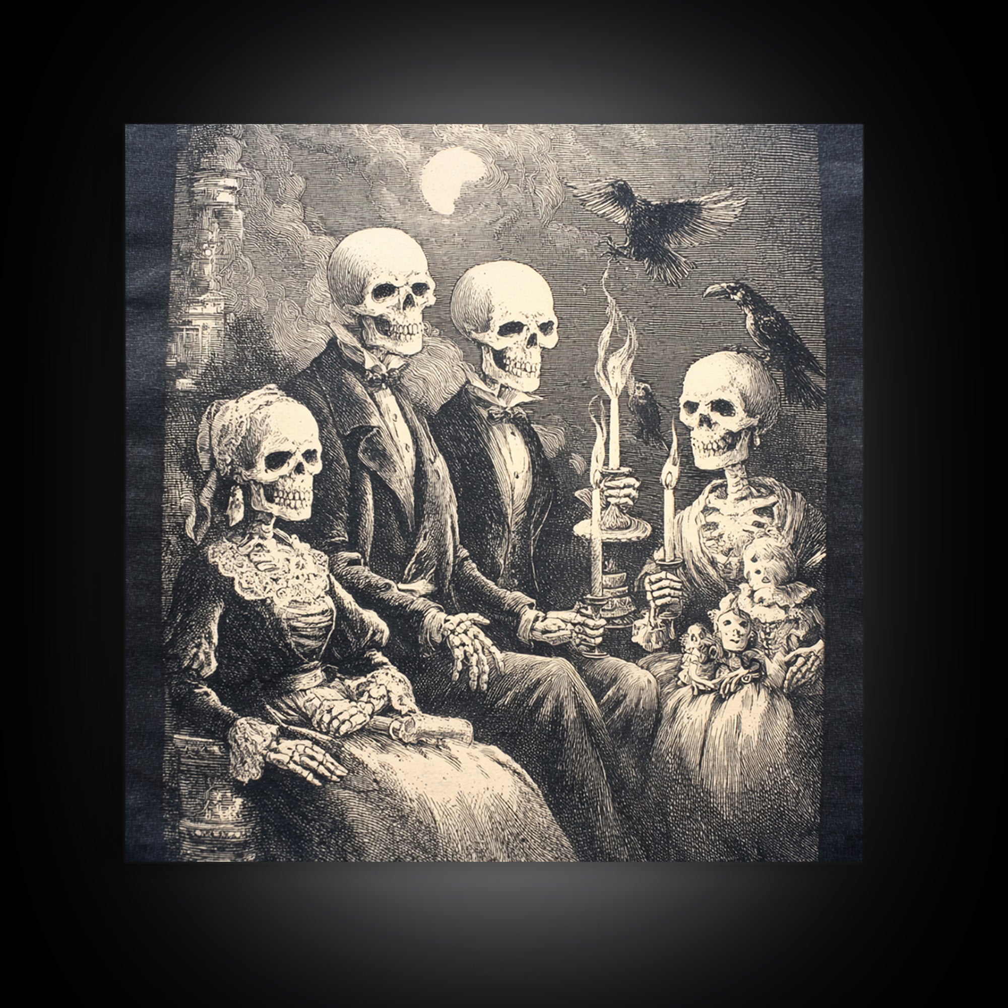 The Monster Family Portrait, Macabre Folk Print Art, Square Wall Art, Gothic Horror Wall Art, Canvas Print, Halloween Wall Art
