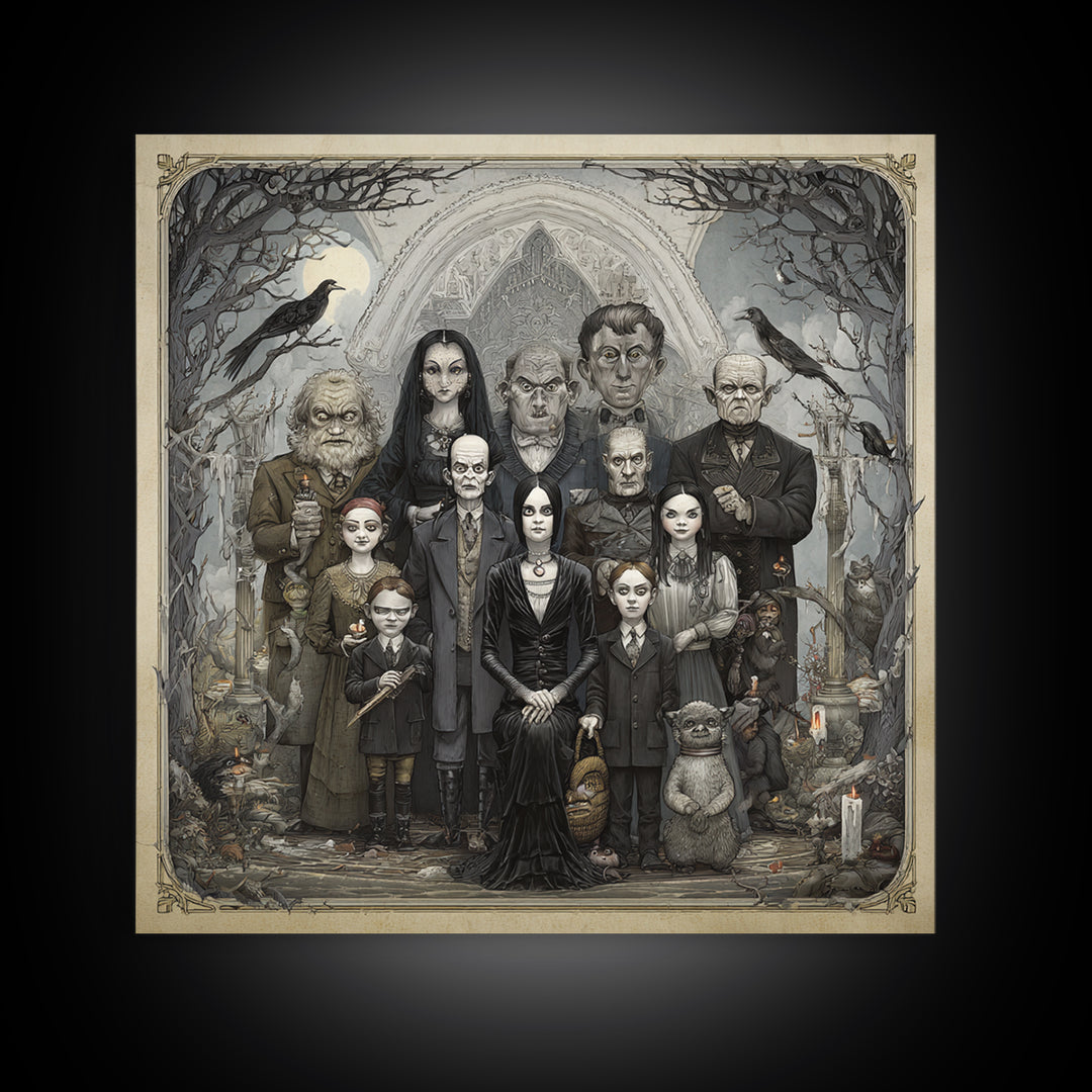 The Monster Family Portrait, Victorian Macabre Art, Square Wall Art, Gothic Horror Wall Art, Canvas Print, Halloween Wall Art