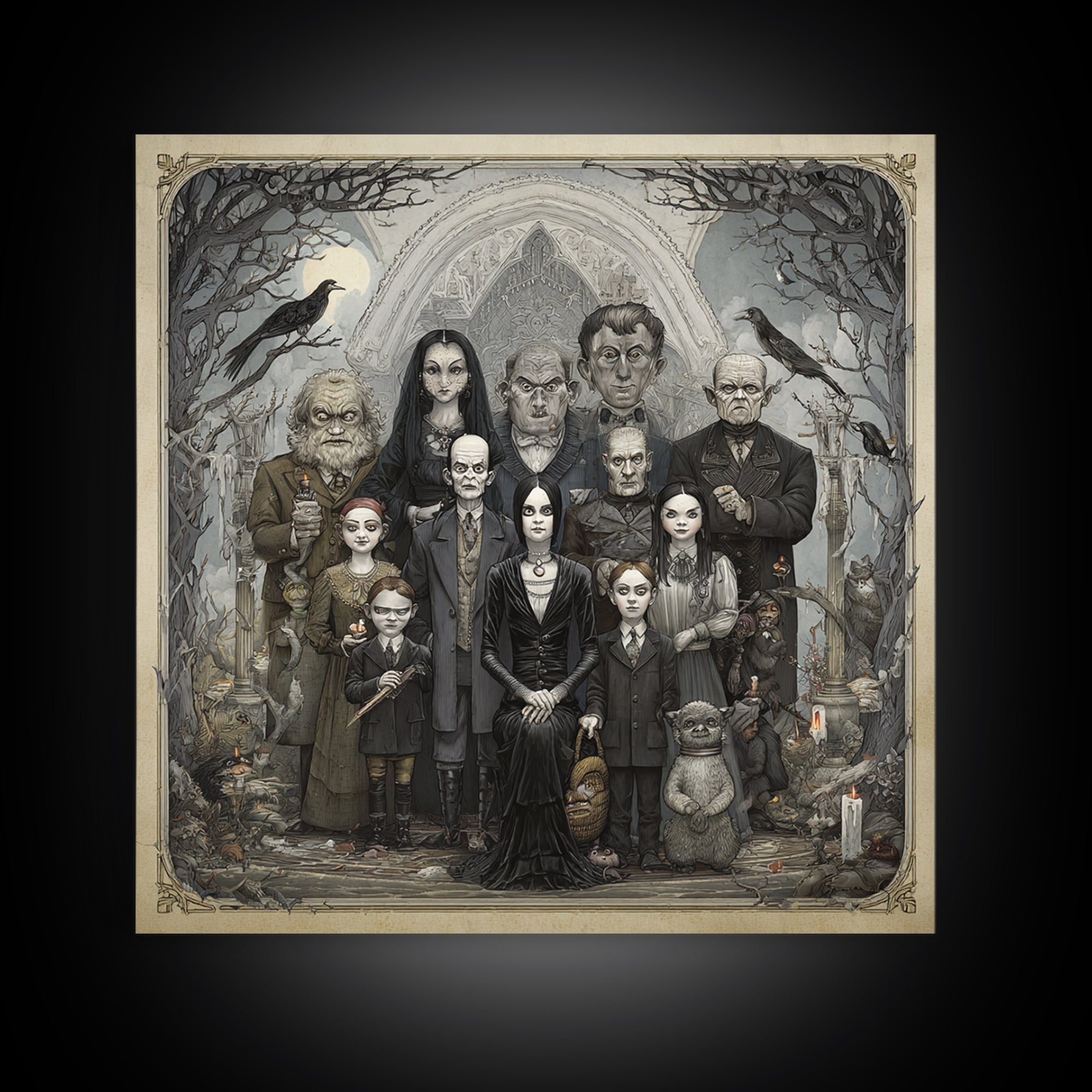 The Monster Family Portrait, Victorian Macabre Art, Square Wall Art, Gothic Horror Wall Art, Canvas Print, Halloween Wall Art