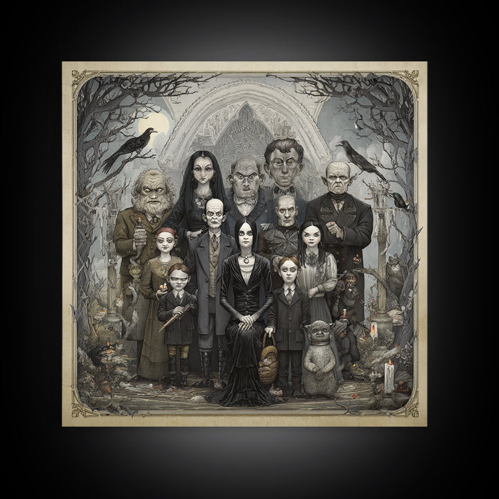 The Monster Family Portrait, Victorian Macabre Art, Square Wall Art, Gothic Horror Wall Art, Canvas Print, Halloween Wall Art