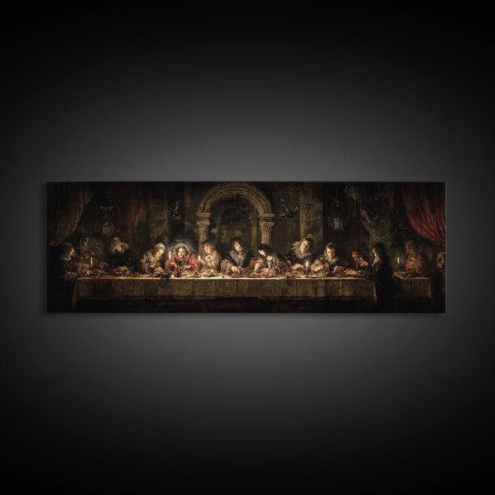 The Spider Sewing Circle, Dark Romantic Horror Art, Extra Wide Wall Art, Macabre Wall Art, Canvas Print, Halloween Wall Art