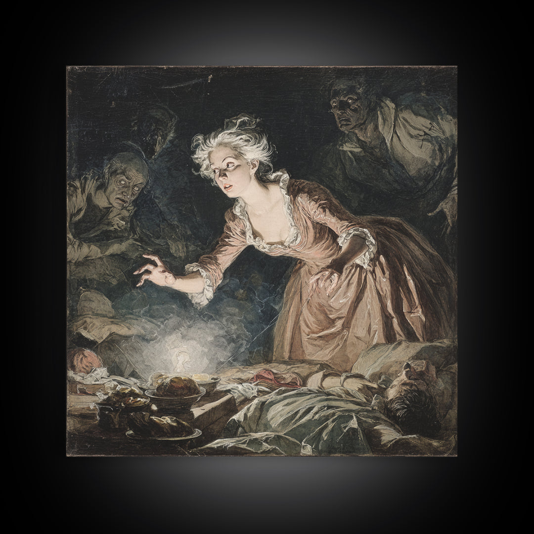 The Spider Sewing Circle, Gothic Nightmare Art, Square Wall Art, Gothic Horror Wall Art, Canvas Print, Halloween Wall Art