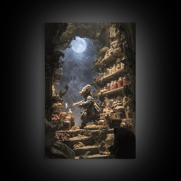 The Goblin Candy Shop, Baroque Witchcraft Art, Vertical Wall Art, Dark Fantasy Wall Art, Canvas Print, Halloween Wall Art