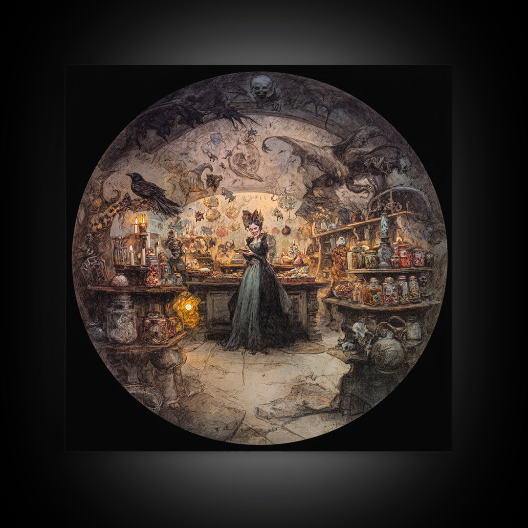 The Goblin Candy Shop, Decadent Gothic Art, Square Wall Art, Dark Fantasy Wall Art, Canvas Print, Halloween Wall Art