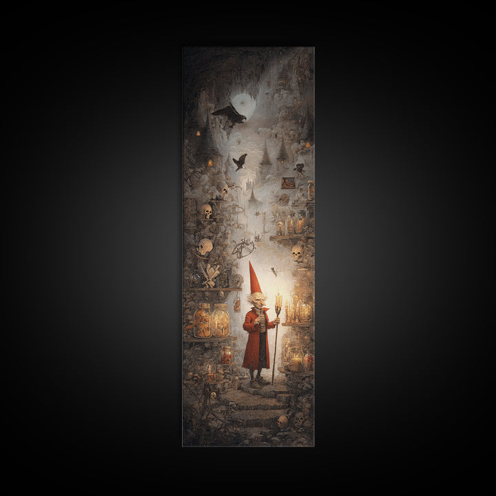 The Goblin Candy Shop, Surreal Apocalyptic Art, Tall Narrow Wall Art, Macabre Wall Art, Canvas Print, Halloween Wall Art
