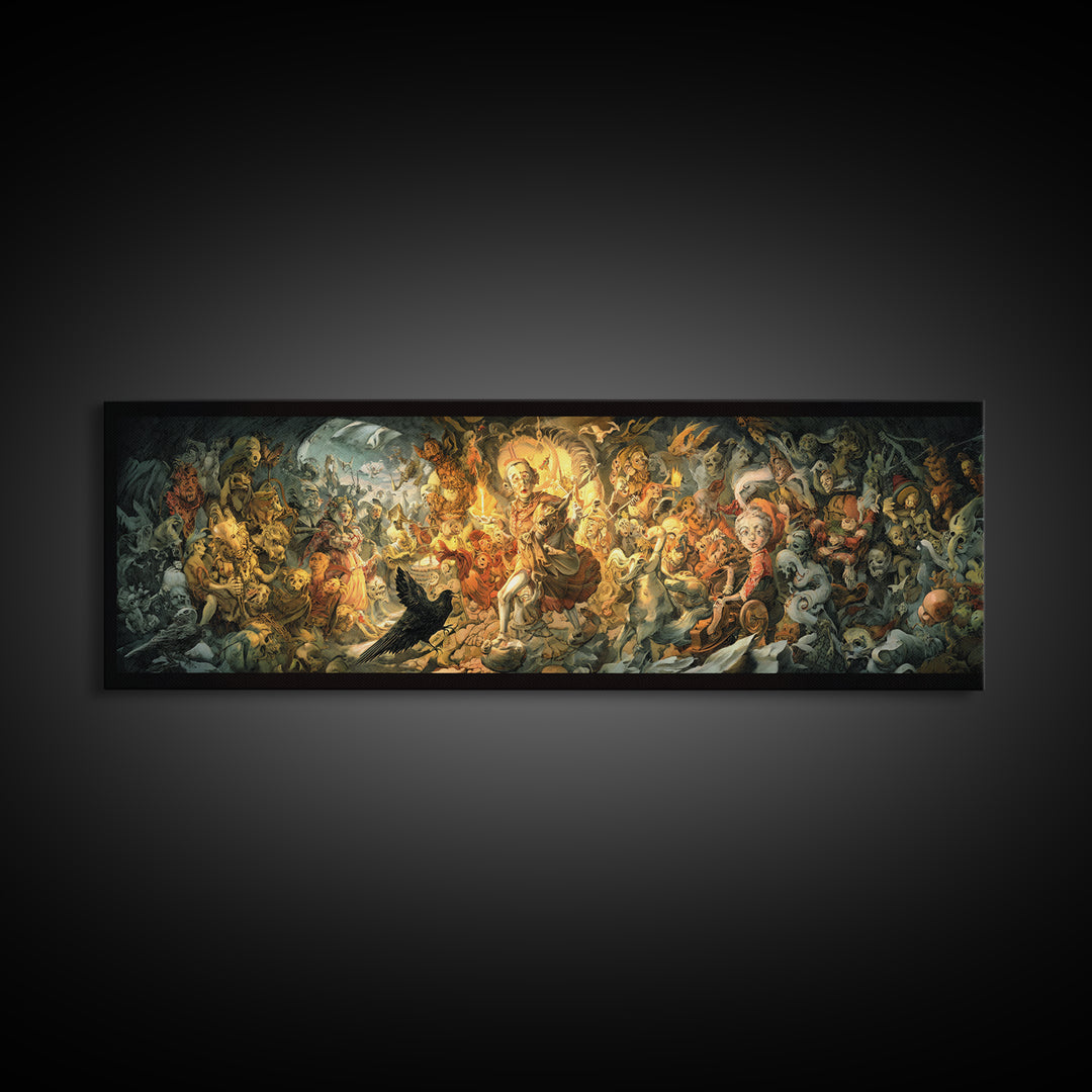 The Haunted Toy Parade, Dark Renaissance Art, Extra Wide Wall Art, Gothic Horror Wall Art, Canvas Print, Halloween Wall Art