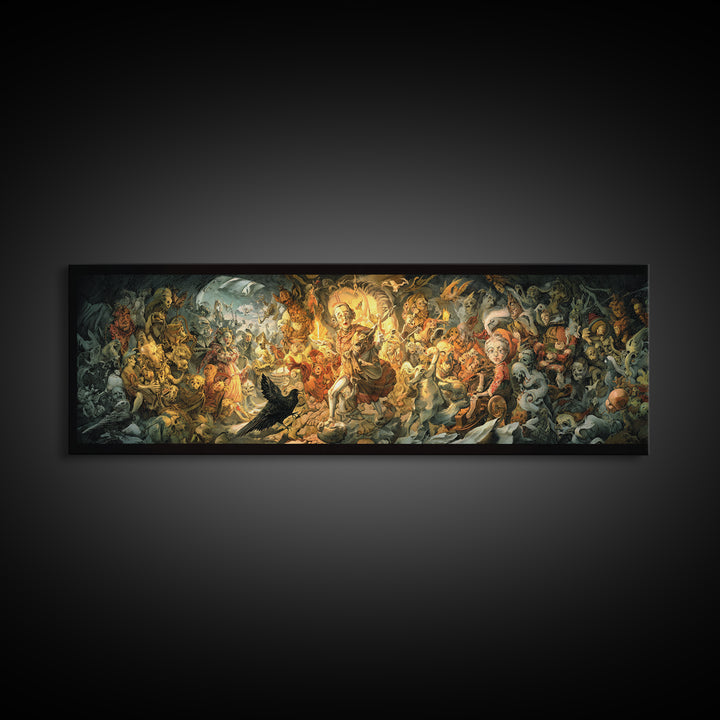 The Haunted Toy Parade, Dark Renaissance Art, Extra Wide Wall Art, Gothic Horror Wall Art, Canvas Print, Halloween Wall Art