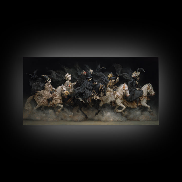The Haunted Toy Parade, Dark Romantic Horror Art, Wide Panoramic Art, Gothic Horror Wall Art, Canvas Print, Halloween Wall Art