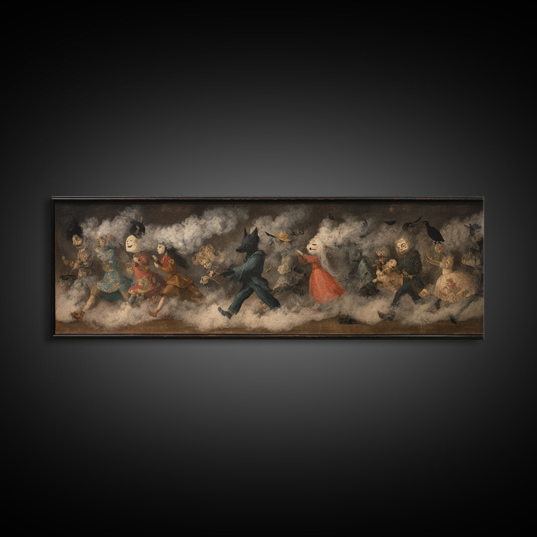 The Haunted Toy Parade, Symbolist Dream Art, Extra Wide Wall Art, Dark Fantasy Wall Art, Canvas Print, Halloween Wall Art