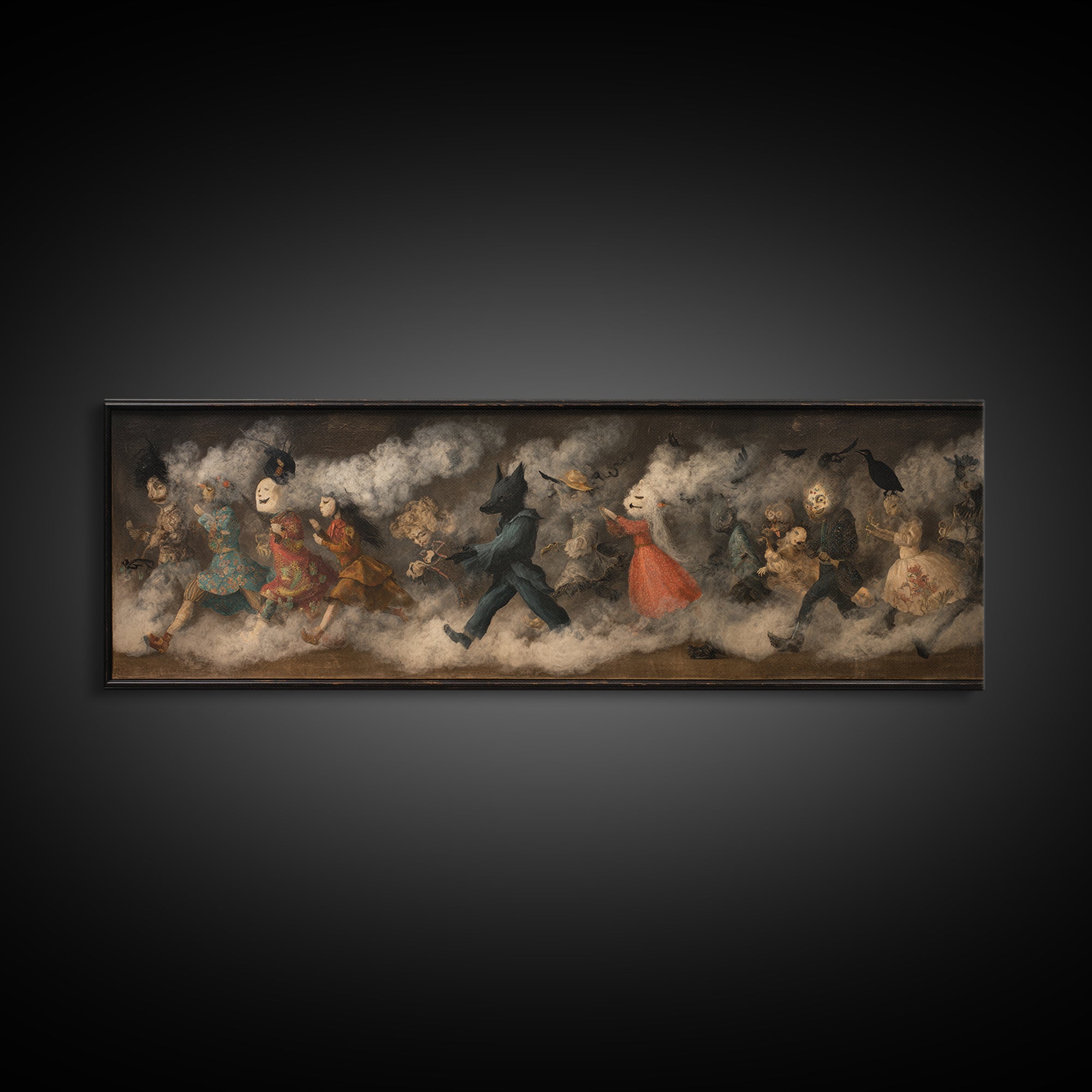 The Haunted Toy Parade, Symbolist Dream Art, Extra Wide Wall Art, Dark Fantasy Wall Art, Canvas Print, Halloween Wall Art