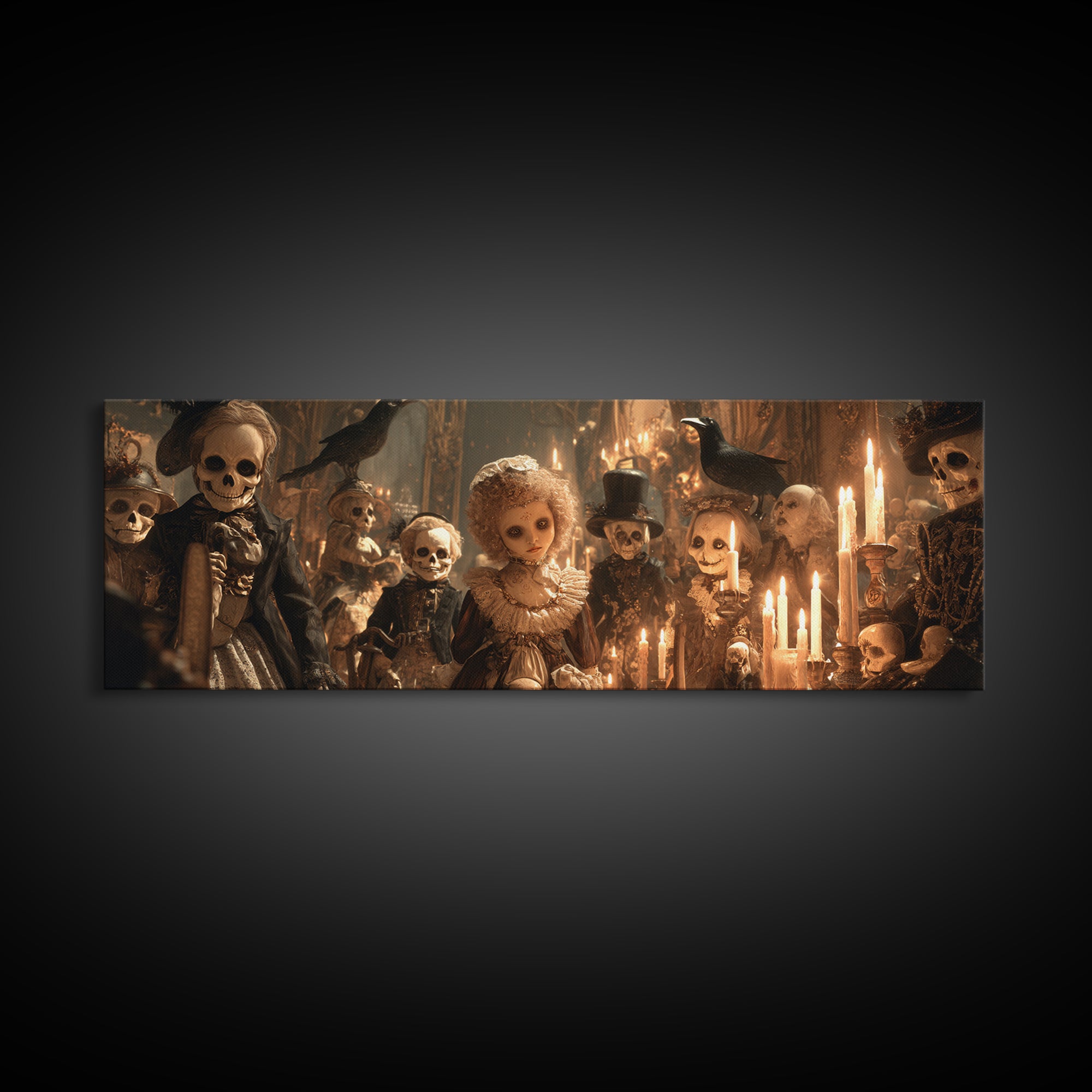The Haunted Toy Parade, Decadent Gothic Art, Extra Wide Wall Art, Dark Halloween Decor, Canvas Print, Halloween Wall Art