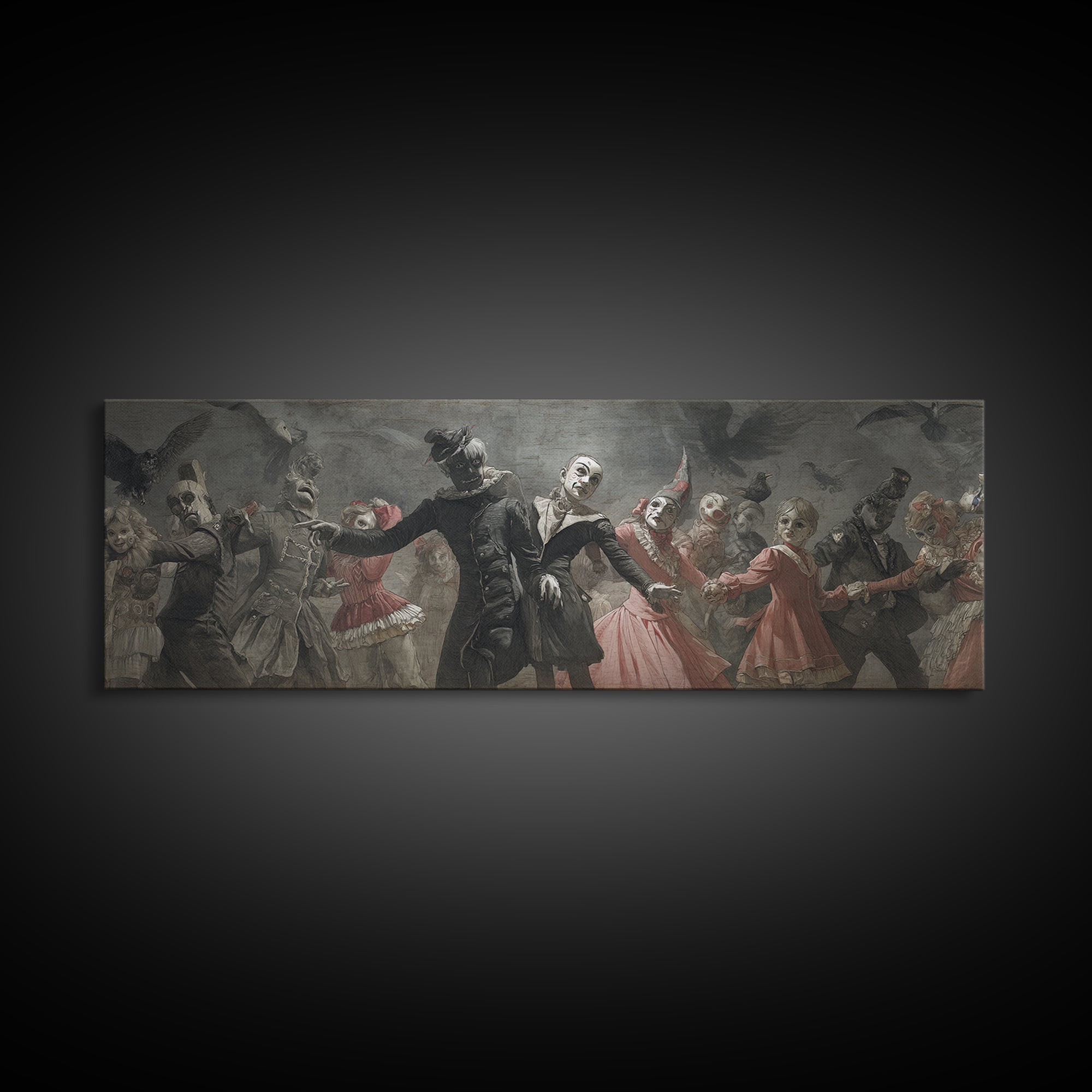 The Haunted Toy Parade, Dark Symbolist Art, Extra Wide Wall Art, Dark Fantasy Wall Art, Framed Canvas Print, Halloween Wall Art