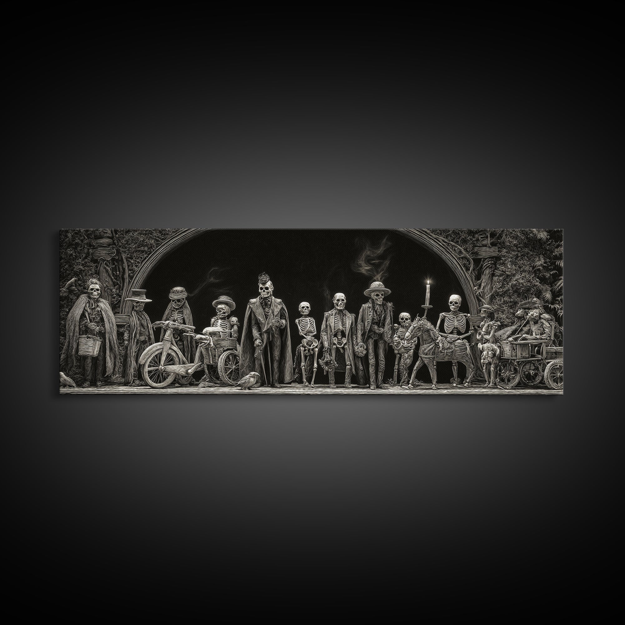 The Haunted Toy Parade, Biomechanical Horror Art, Extra Wide Wall Art, Dark Fantasy Wall Art, Framed Canvas Print, Halloween Wall Art