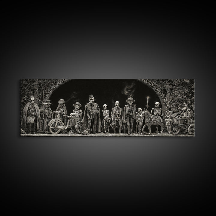 The Haunted Toy Parade, Biomechanical Horror Art, Extra Wide Wall Art, Dark Fantasy Wall Art, Framed Canvas Print, Halloween Wall Art