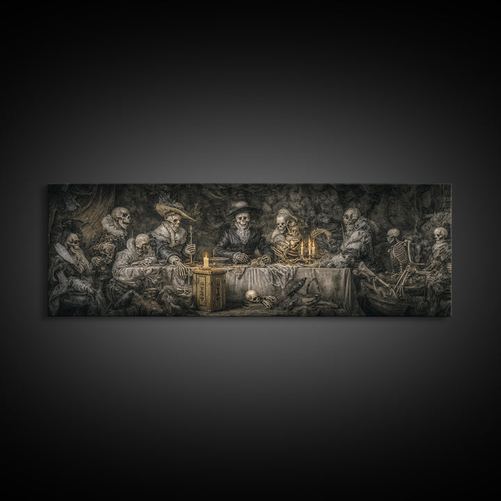 The Ghost Pirate Picnic, Danse Macabre Art, Extra Wide Wall Art, Dark Halloween Decor, Canvas Print, Halloween Wall Art