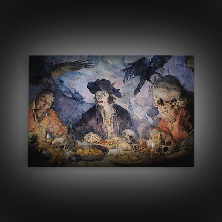 The Ghost Pirate Picnic, Expressionist Gothic Art, Landscape Wall Art, Dark Fantasy Wall Art, Canvas Print, Halloween Wall Art