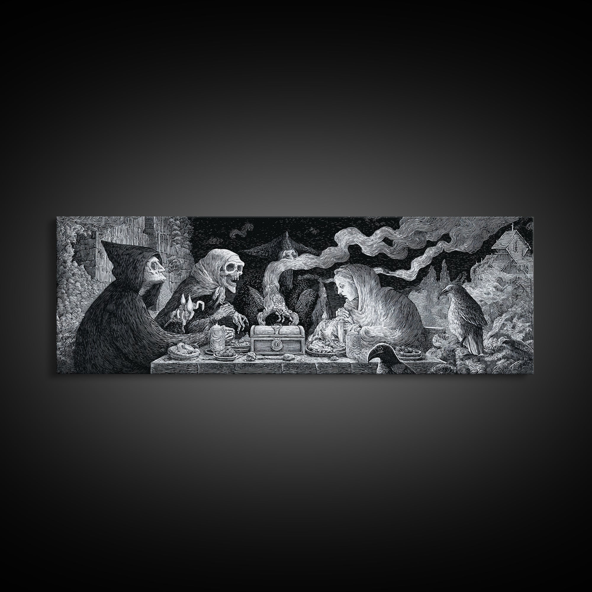 The Ghost Pirate Picnic, Victorian Macabre Art, Extra Wide Wall Art, Gothic Horror Wall Art, Canvas Print, Halloween Wall Art