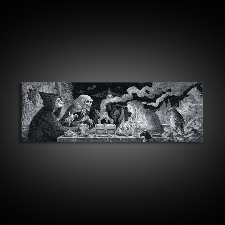 The Ghost Pirate Picnic, Victorian Macabre Art, Extra Wide Wall Art, Gothic Horror Wall Art, Canvas Print, Halloween Wall Art