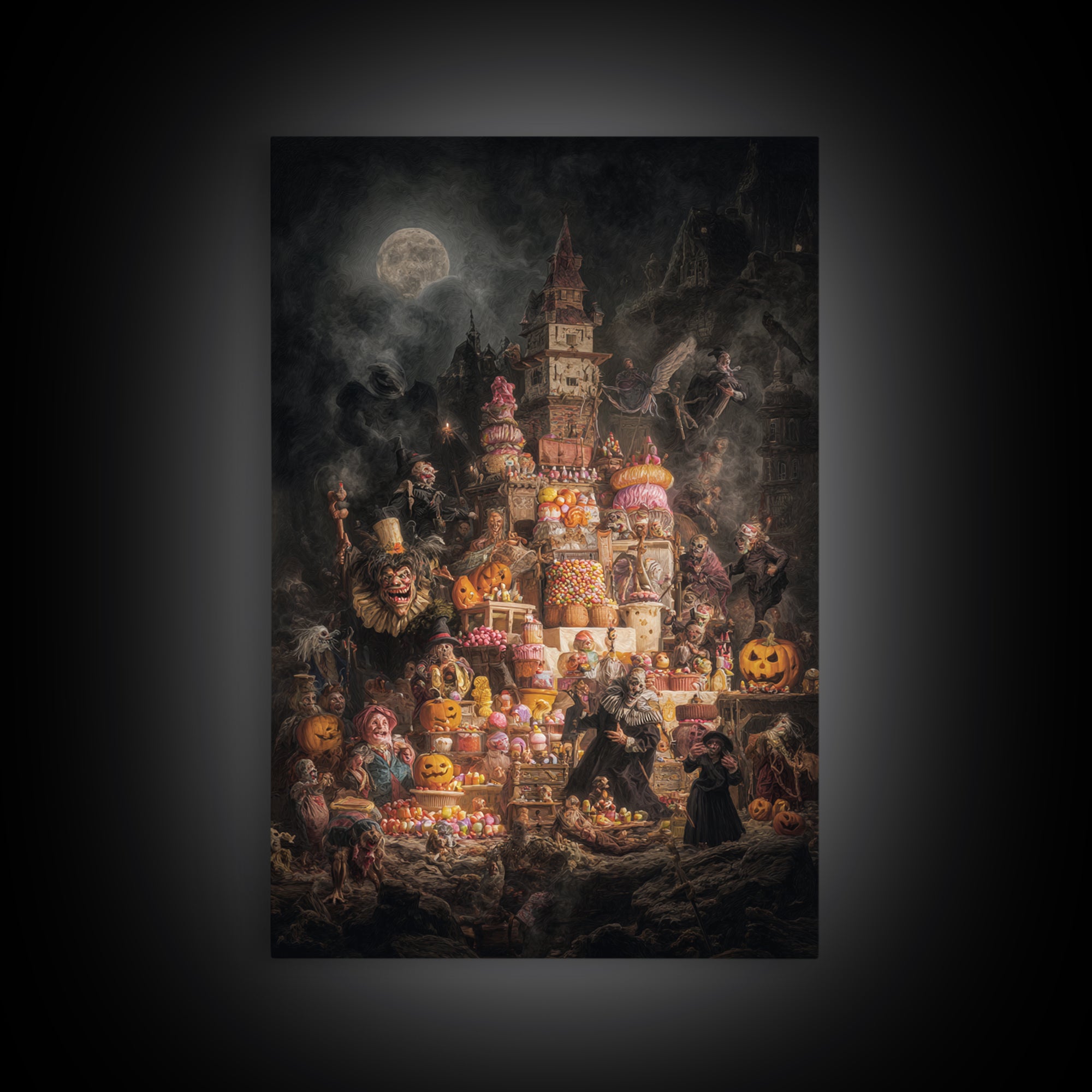 The Candy Corn Kingdom, Dark Romantic Horror Art, Vertical Wall Art, Gothic Horror Wall Art, Framed Canvas Print, Halloween Wall Art