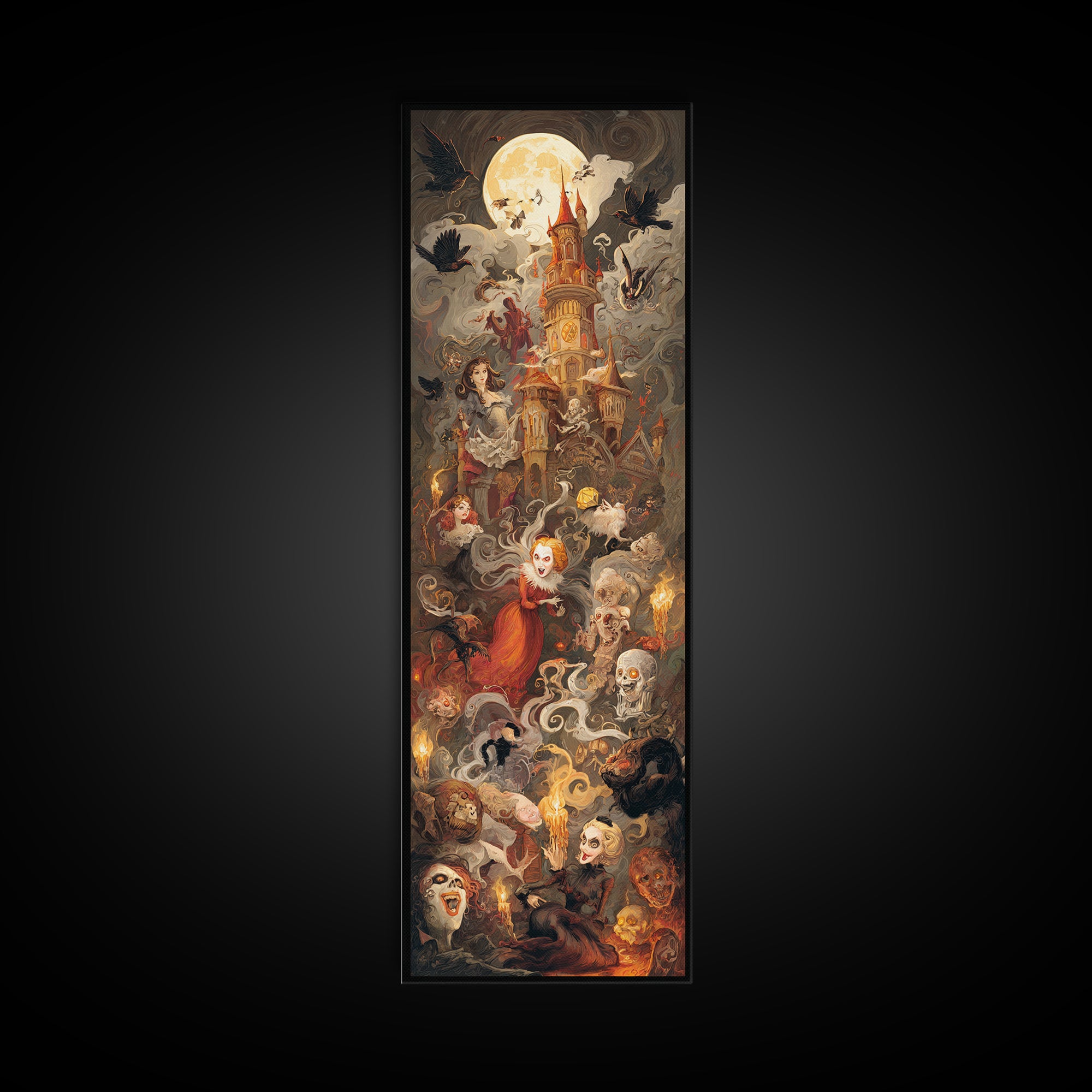 The Candy Corn Kingdom, Gothic Nightmare Art, Tall Narrow Wall Art, Gothic Horror Wall Art, Framed Canvas Print, Halloween Wall Art