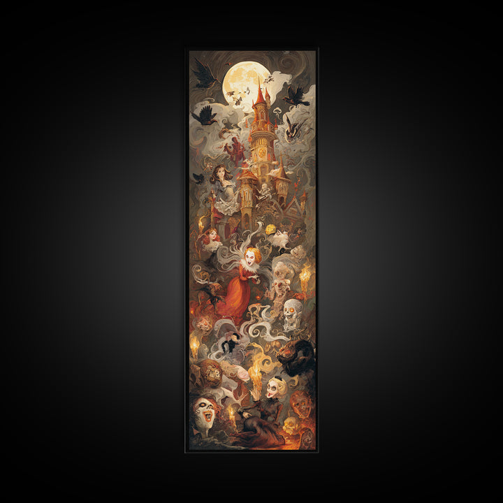 The Candy Corn Kingdom, Gothic Nightmare Art, Tall Narrow Wall Art, Gothic Horror Wall Art, Framed Canvas Print, Halloween Wall Art
