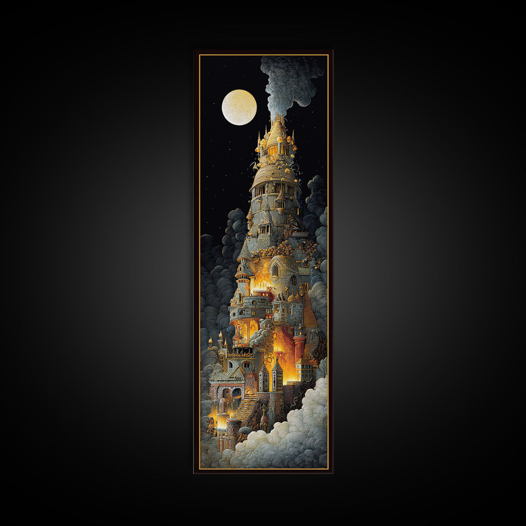 The Candy Corn Kingdom, Visionary Gothic Art, Tall Narrow Wall Art, Dark Halloween Decor, Framed Canvas Print, Halloween Wall Art