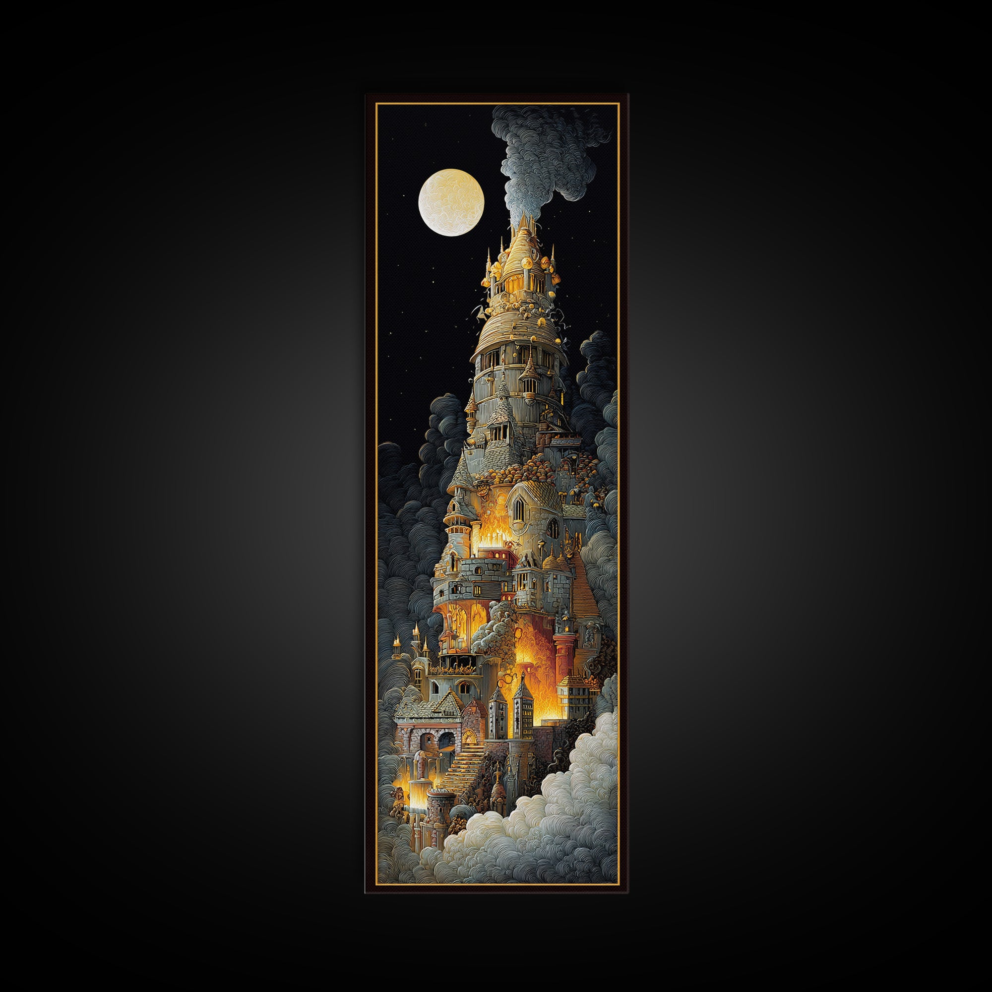 The Candy Corn Kingdom, Visionary Gothic Art, Tall Narrow Wall Art, Dark Halloween Decor, Framed Canvas Print, Halloween Wall Art