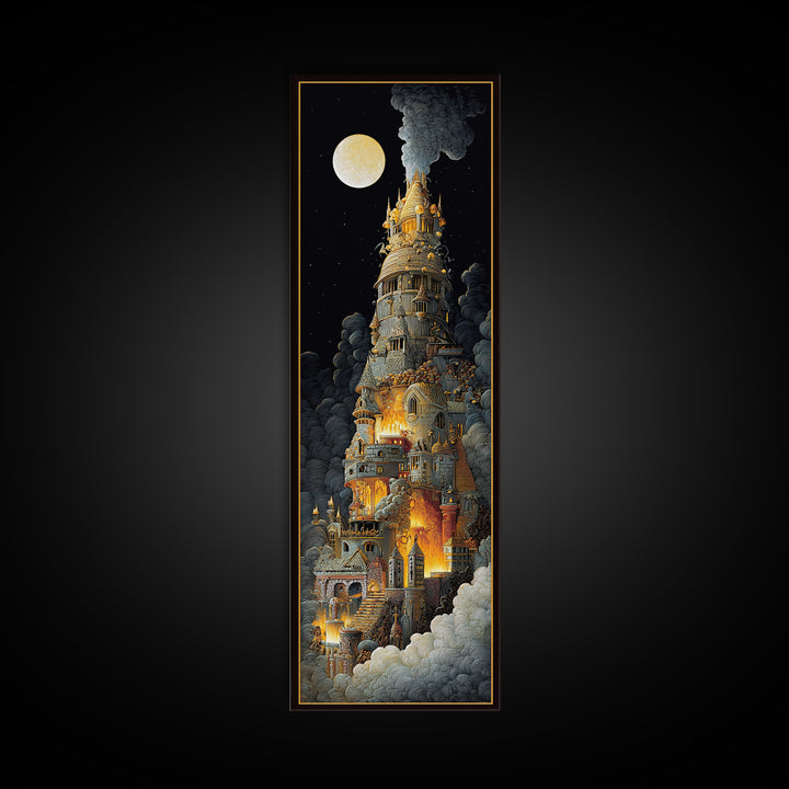 The Candy Corn Kingdom, Visionary Gothic Art, Tall Narrow Wall Art, Dark Halloween Decor, Framed Canvas Print, Halloween Wall Art
