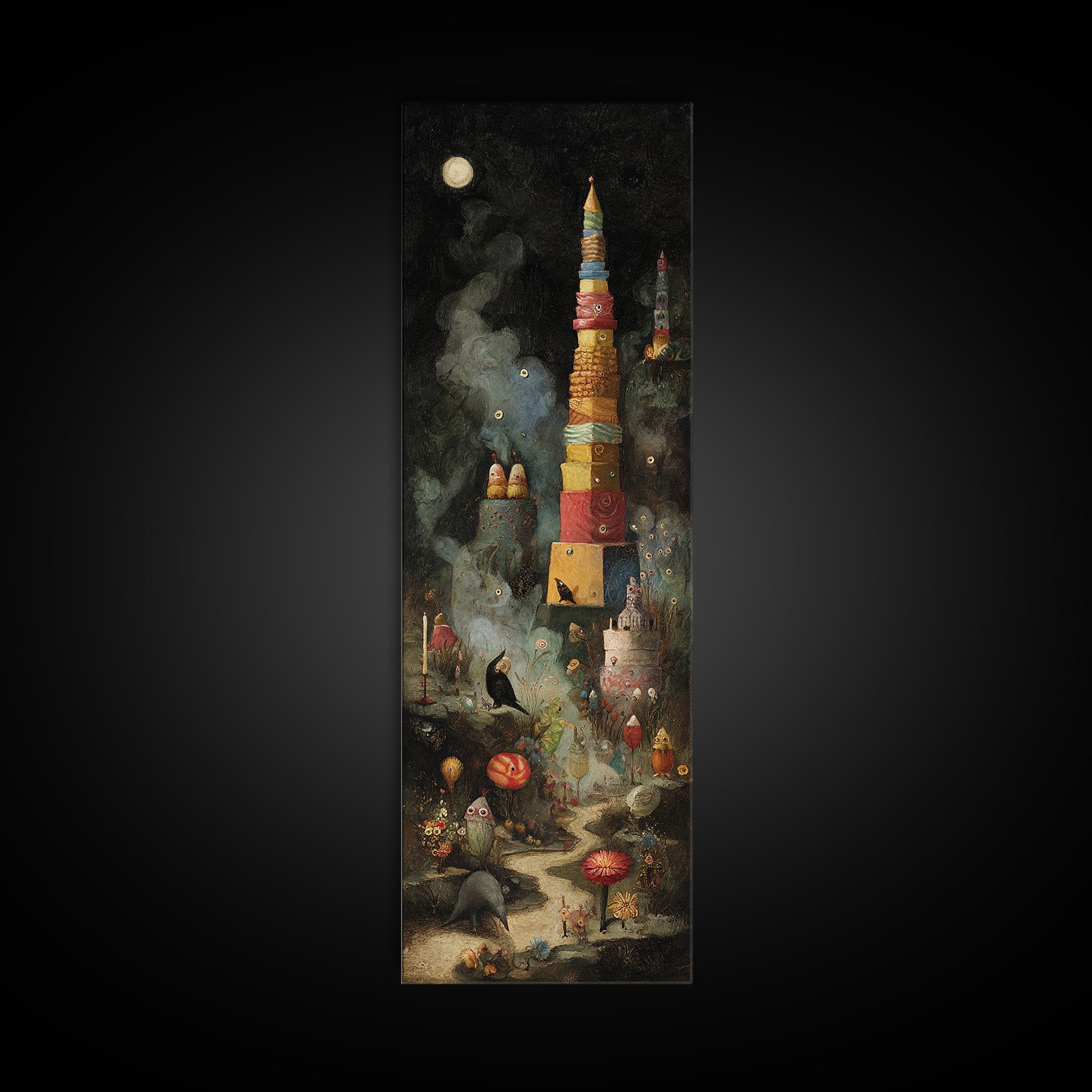 The Candy Corn Kingdom, Symbolist Dream Art, Tall Narrow Wall Art, Dark Fantasy Wall Art, Canvas Print, Halloween Wall Art