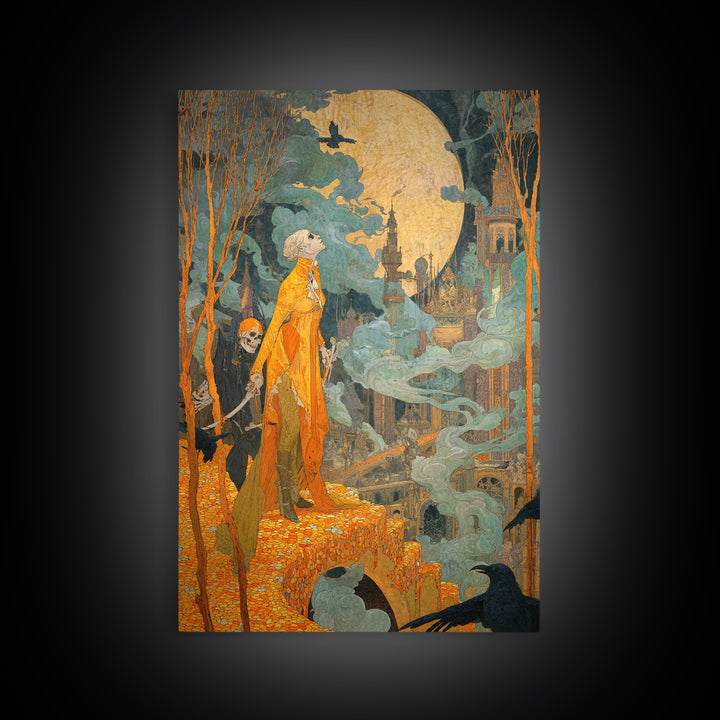 The Candy Corn Kingdom, Decadent Gothic Art, Vertical Wall Art, Dark Halloween Decor, Canvas Print, Halloween Wall Art