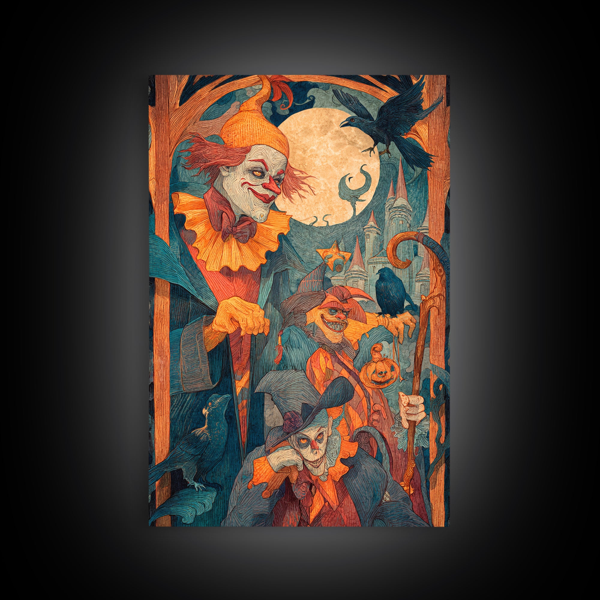 The Candy Corn Kingdom, Expressionist Gothic Art, Vertical Wall Art, Macabre Wall Art, Canvas Print, Halloween Wall Art, Spooky Wall Decor