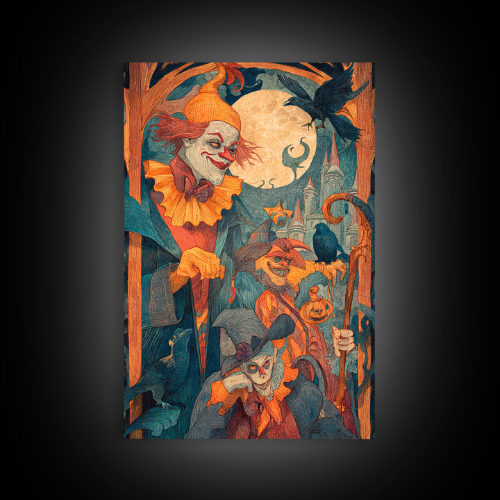 The Candy Corn Kingdom, Expressionist Gothic Art, Vertical Wall Art, Macabre Wall Art, Canvas Print, Halloween Wall Art, Spooky Wall Decor
