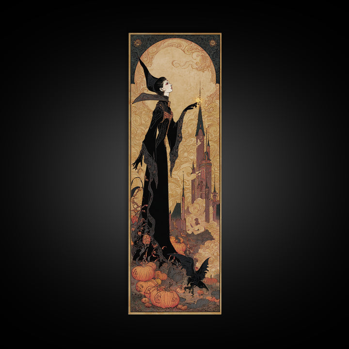 The Candy Corn Kingdom, Decadent Line Art, Tall Narrow Wall Art, Macabre Wall Art, Framed Canvas Print, Halloween Wall Art