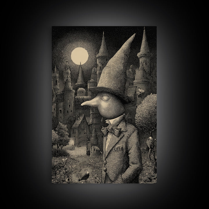 The Candy Corn Kingdom, Victorian Macabre Art, Vertical Wall Art, Dark Fantasy Wall Art, Framed Canvas Print, Halloween Wall Art