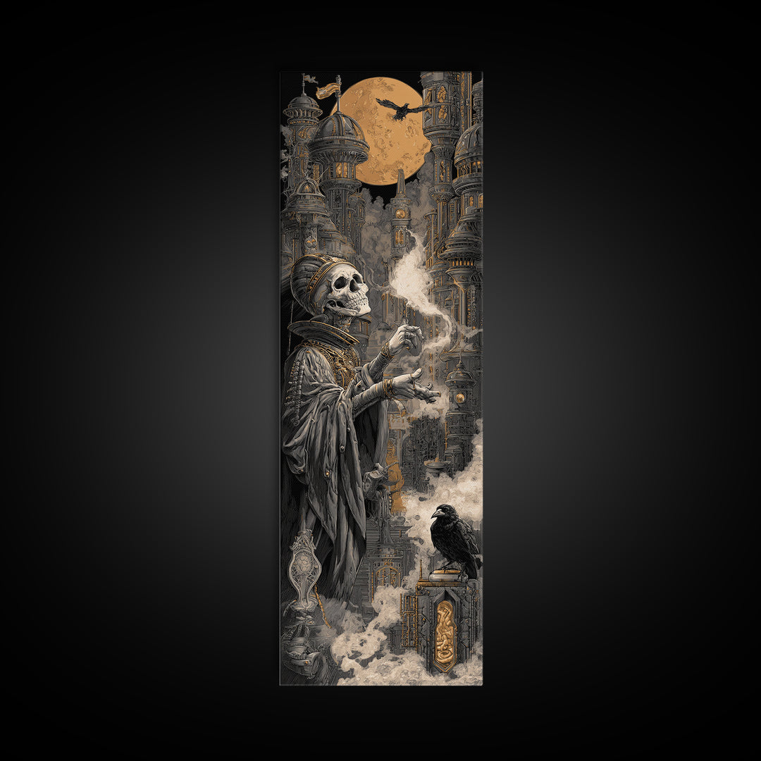 The Candy Corn Kingdom, Biomechanical Horror Art, Tall Narrow Wall Art, Dark Fantasy Wall Art, Canvas Print, Halloween Wall Art