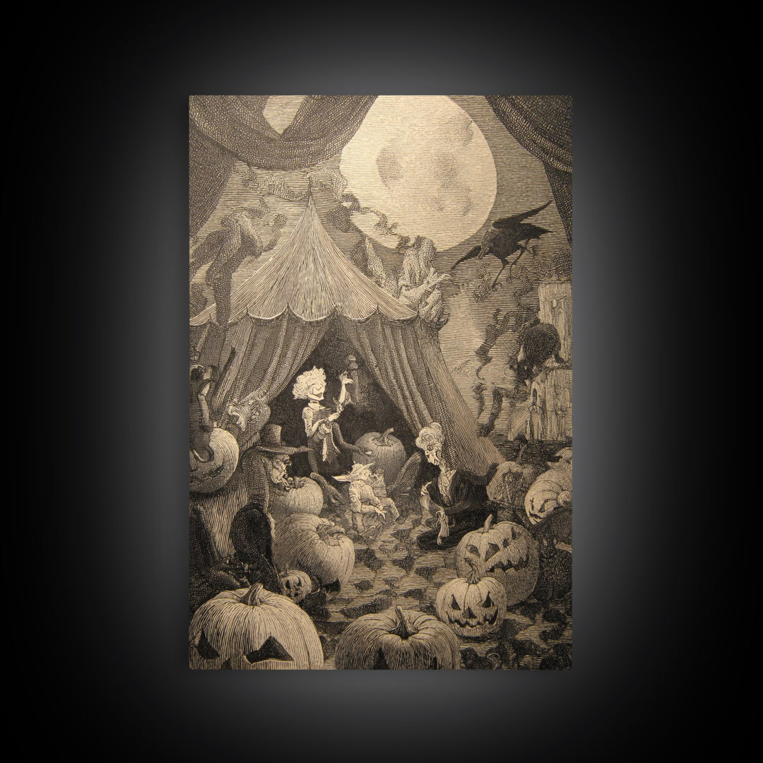 The Jack-O'-Lantern Circus, Victorian Macabre Art, Vertical Wall Art, Gothic Horror Wall Art, Canvas Print, Halloween Wall Art