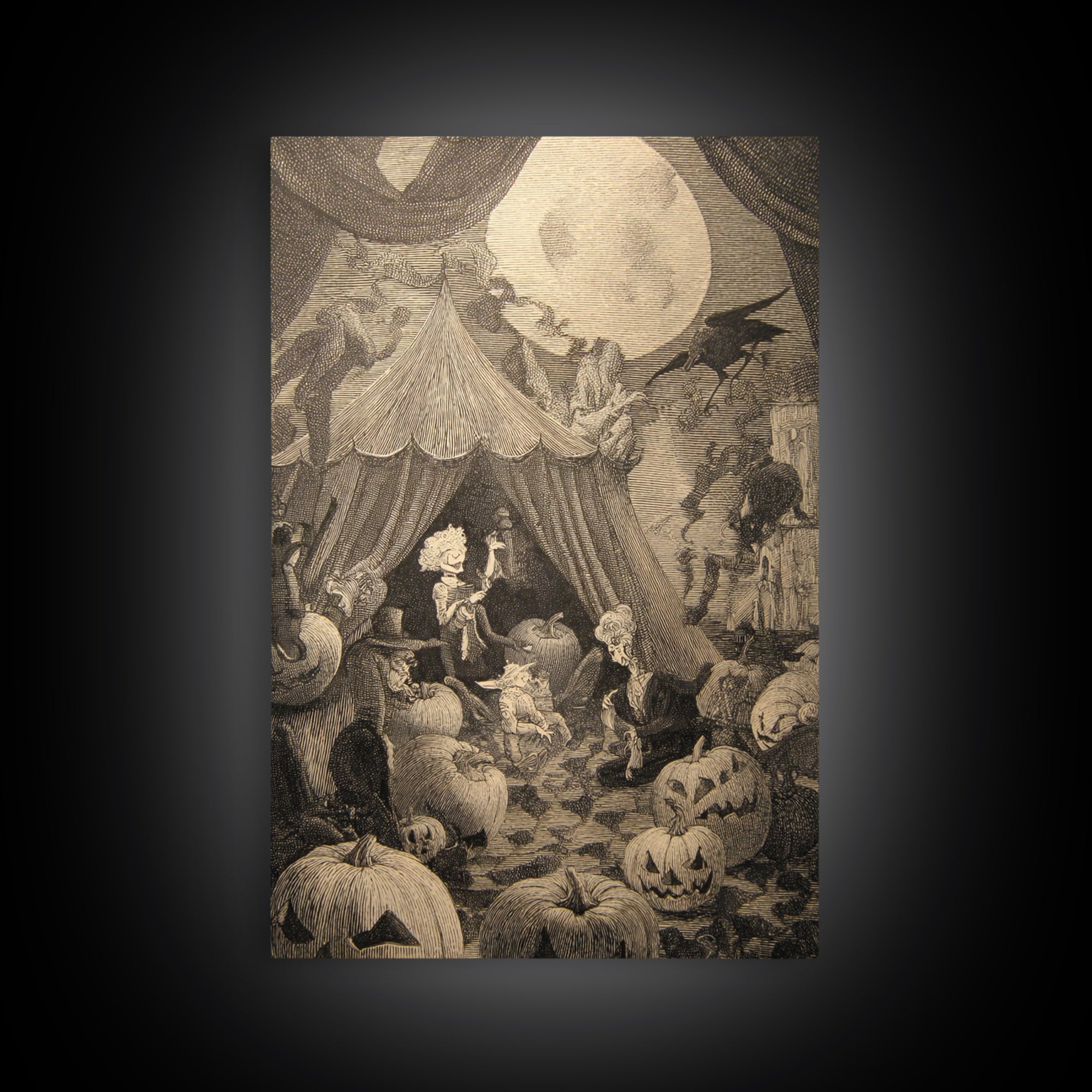 The Jack-O'-Lantern Circus, Victorian Macabre Art, Vertical Wall Art, Gothic Horror Wall Art, Canvas Print, Halloween Wall Art