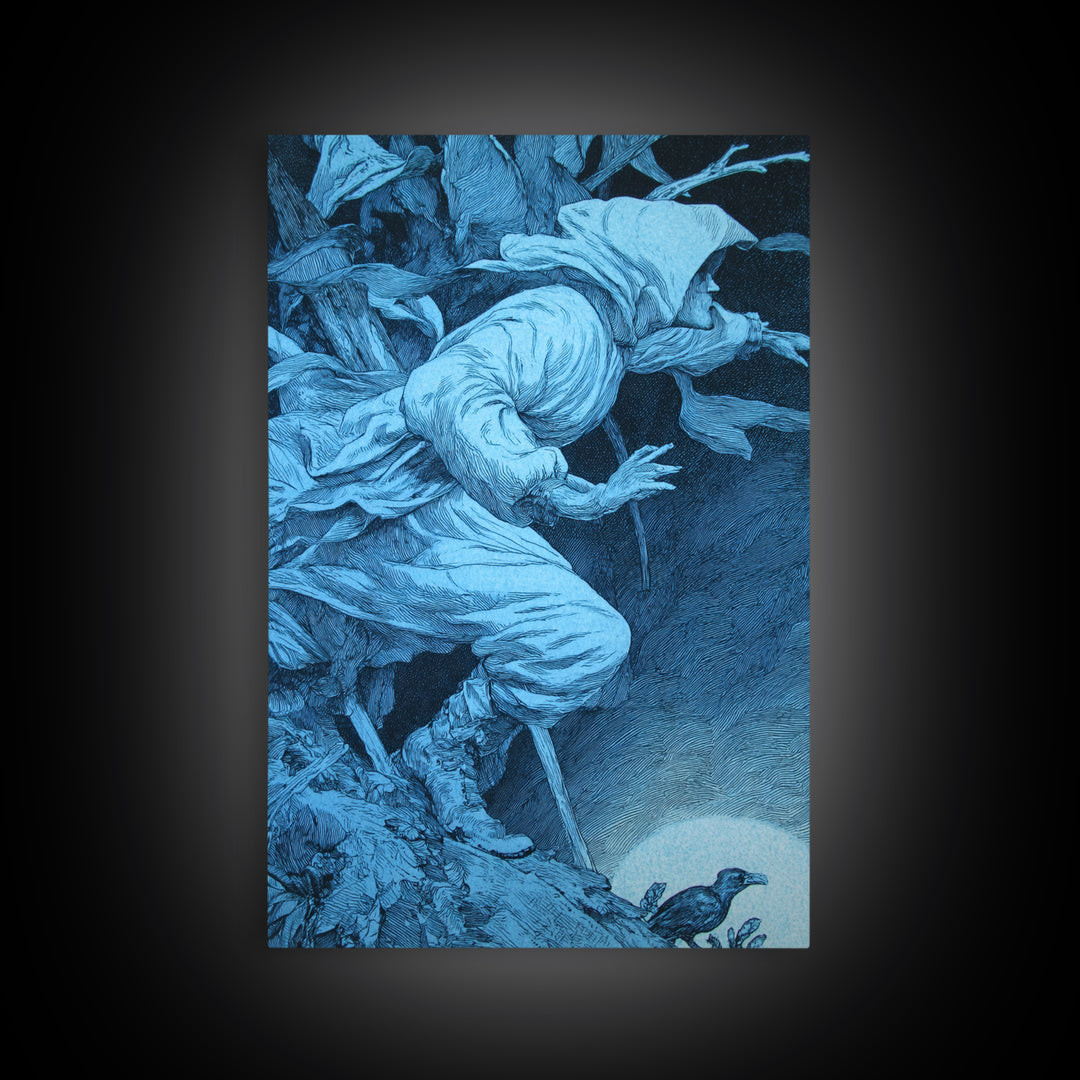 The Graveyard Book Club, Renaissance Engraving Art, Vertical Wall Art, Gothic Horror Wall Art, Canvas Print, Halloween Wall Art