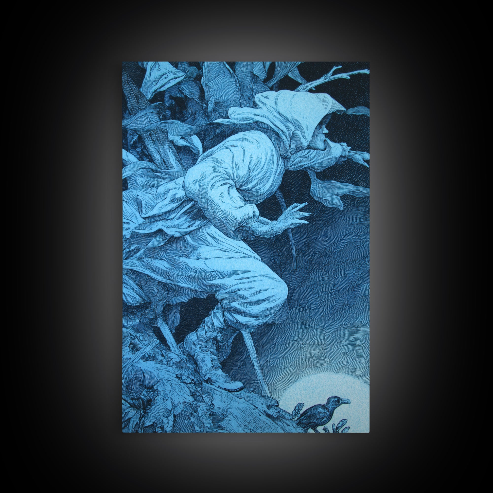The Graveyard Book Club, Renaissance Engraving Art, Vertical Wall Art, Gothic Horror Wall Art, Canvas Print, Halloween Wall Art
