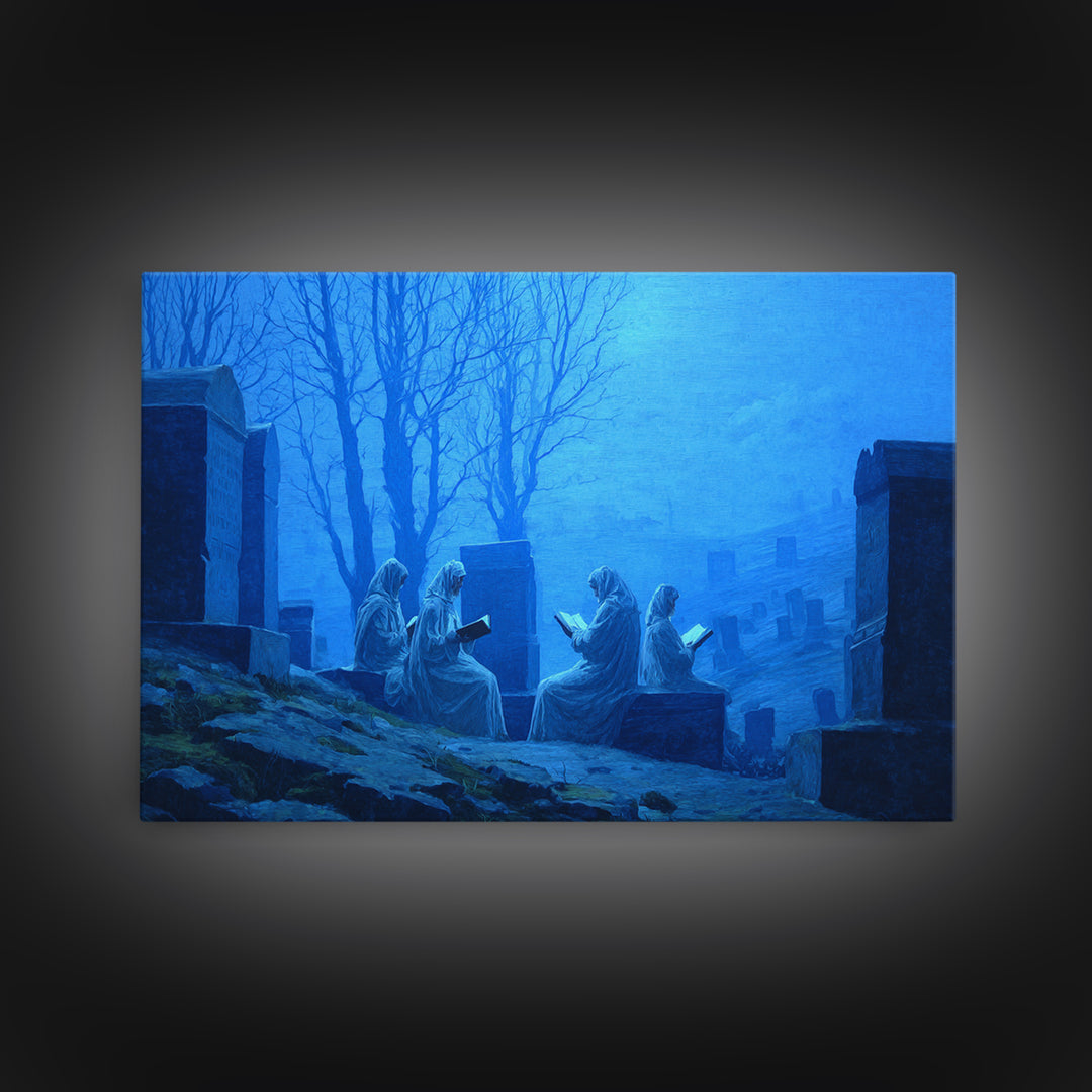 The Graveyard Book Club, Romantic Gothic Landscape, Landscape Wall Art, Macabre Wall Art, Canvas Print, Halloween Wall Art