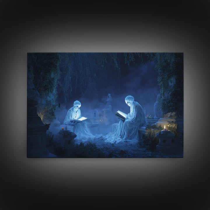 The Graveyard Book Club, Symbolist Gothic Landscape, Landscape Wall Art, Dark Fantasy Wall Art, Framed Canvas Print, Halloween Wall Art