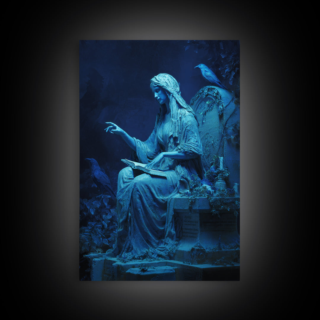 The Graveyard Book Club, Ornate Symbolist Art, Vertical Wall Art, Macabre Wall Art, Framed Canvas Print, Halloween Wall Art